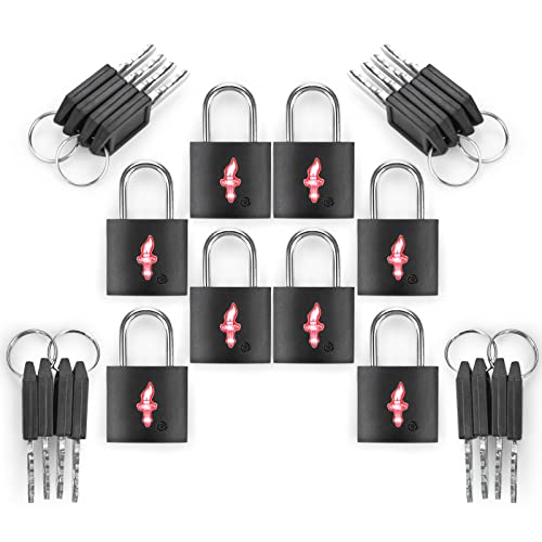 TSA Luggage Locks 8-Pack Black – Keyed Alike Safe Skies Approved for Travel - color: Black 8 packs