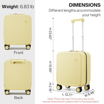 mixi Underseat Carry on Luggage 16 Inch Hardshell PC Suitcase with Spinner Wheels TSA Lock for Travel, Lark Yellow - color: Lark Yellow TSA2, size: 16-inch