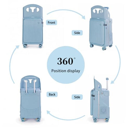 Ride on Luggage,20" Kids Ride On Suitcase with Seat Belt & Backrest - color: Sky Blue