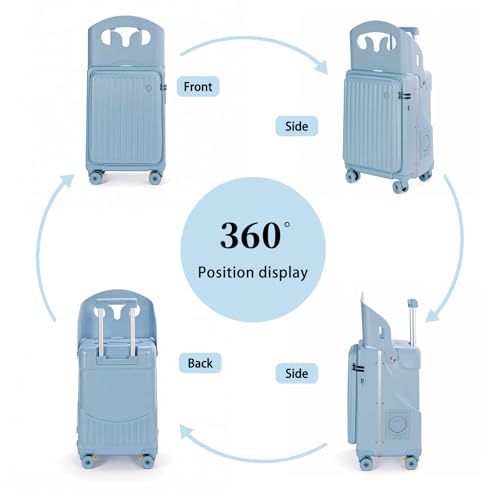 Ride on Luggage,20" Kids Ride On Suitcase with Seat Belt & Backrest - color: Sky Blue