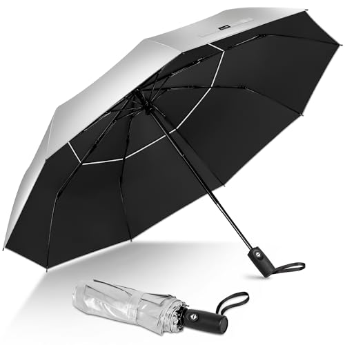 ZOMAKE UV Umbrella for Sun Protection, Travel Compact Sun Umbrellas 46Inch - color: A:Silver,Black a