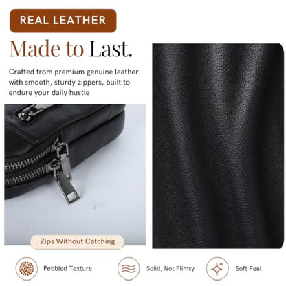 Small Real Leather Sling Bag for Men Crossbody Chest Bag Travel Phone Pouch