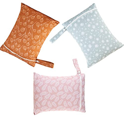 Happy Flute 3 Set Wet Bag Storage Bag Waterproof Washable for Baby - color: Dandelion