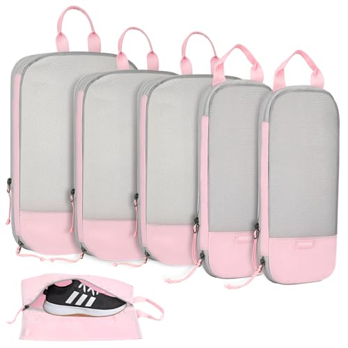 Voova Compression Packing Cubes for Travel, 6 Piece Set, Pink - color: Pink