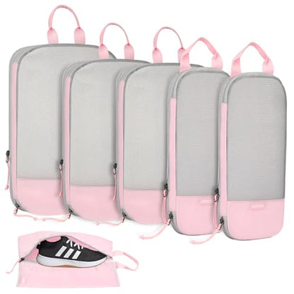 Voova Compression Packing Cubes for Travel, 6 Piece Set, Pink - color: Pink