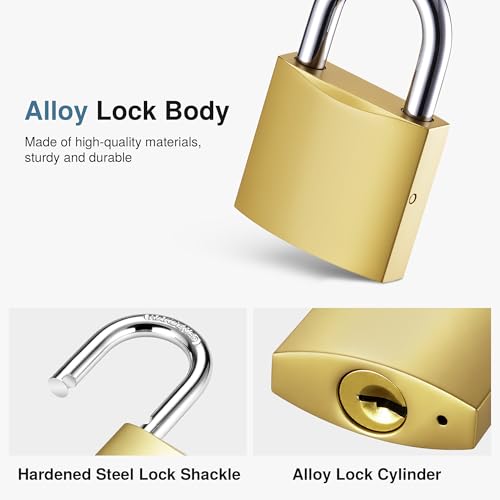 Puroma 2 Keyed Padlocks 32mm 6 Keys, 0.86" School Gym Locker Lock Luggage