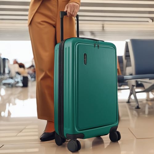 TRAVELARIM 24 Inch Checked Luggage with Spinner Wheels, Medium Suitcase - color: Green, size: Medium 24-Inch Checked