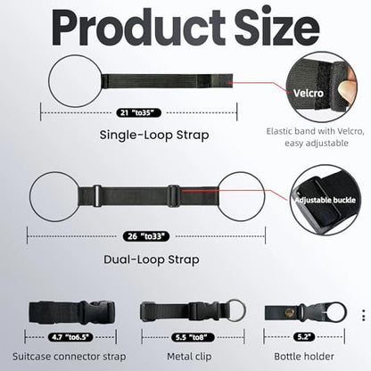 Luggage Strap Set for Suitcases, Adjustable Add-a-Bag Travel Straps