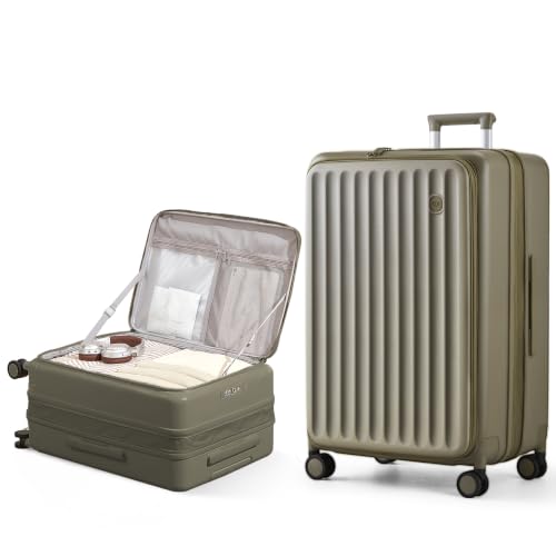 28 Inch Checked Luggage Expandable Top Opening Trunk Luggage with Spinner Wheels, Lightwight Hardside Travel Suitcase for Women Men, Plain Grey - color: Plain Grey, size: 28 inch Checked-Large