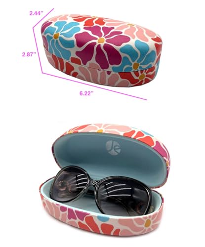 JAVOedge Style Eyeglass & Sunglasses Case - Extra Large Hard Shell Protective Case with Cleaning Cloth - color: Pastel Petal