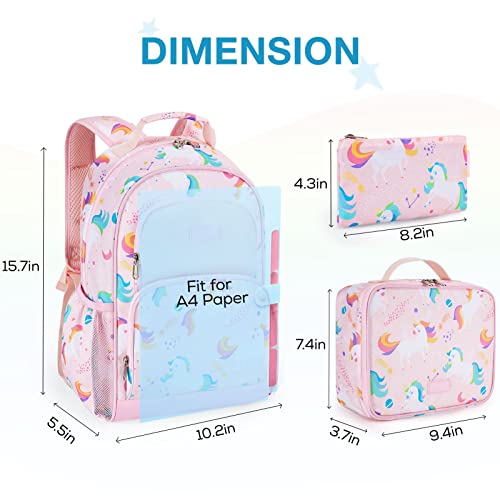 mommore Personalized Backpack Girls School Bookbag Iron-On Patches - color: Pink Purple-custom