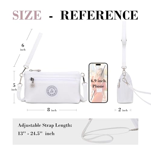 Small Wristlet Wallets for Women Nylon RFID Cross body bag - color: White