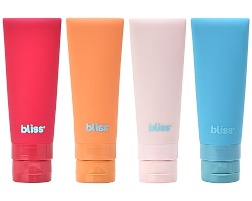 Bliss Travel Bottles Set TSA Approved Leak-Free Refillable Toiletries - size: 4pc Amalfi Vibes