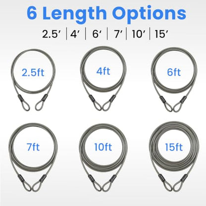 5mm Security Cable, Braided Steel Anti-Theft Lock Cable for Bike, Helmet & Luggage, Flexible Vinyl Coated Portable Cable Lock (10ft) - size: 10FT