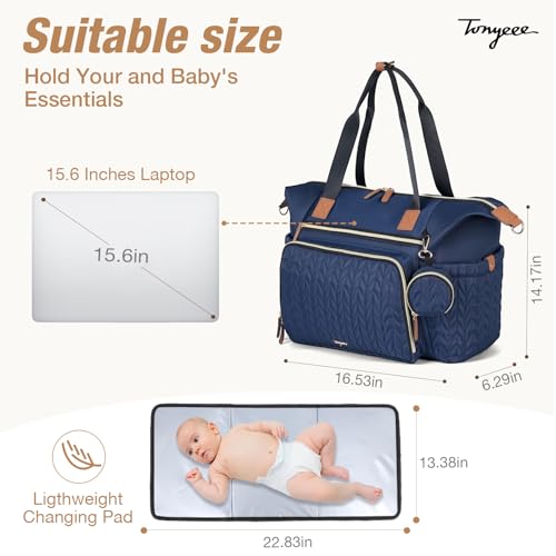 Diaper Bag Tote, Large Baby Hospital Bag for Labor Delivery Mom - color: Dark Blue