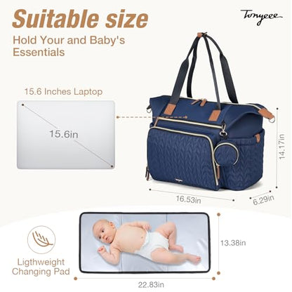 Diaper Bag Tote, Large Baby Hospital Bag for Labor Delivery Mom - color: Dark Blue