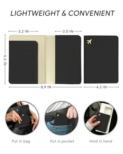 Passport Holder for Travel - RFID Blocking for Women & Men - color: Black