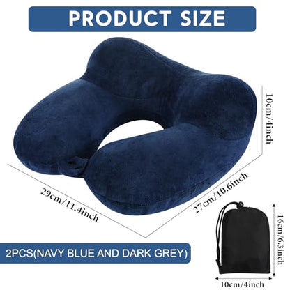 Sintuff 2 Inflatable Neck Pillow Airplane Travel, Blue and Dark Gray - color: Blue and Dark Gray