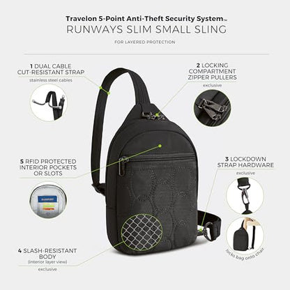 Travelon Anti-Theft Runways Small Sling - color: Black
