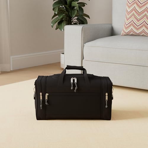 DALIX 21" Blank Sports Duffle Bag Gym Bag Travel Duffel Adjustable Strap in Black - color: Black