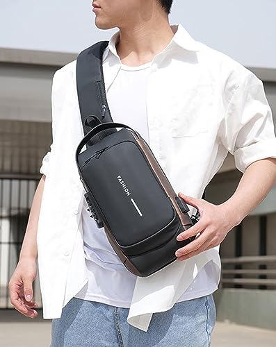 Sling Bag for Men | Anti-theft Crossbody Bag - Crossbody Shoulder Chest Bag - color: Brown