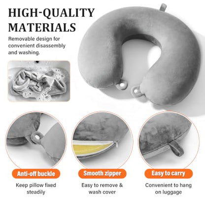 Philbinden 2 Packs Travel Neck Pillow Cover, Reusable U Shaped Washable Cover (Gray Black) - color: Gray Black