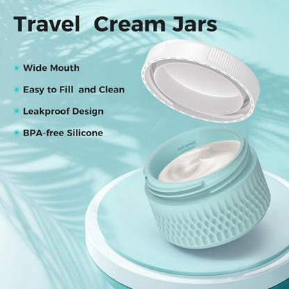 Travel Containers for Toiletries, 2oz Silicone Cream Jars BPA Free - color: Black, size: 60ML (2oz)