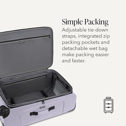 SWISSGEAR Sion Large Checked Spinner Luggage, Softside Expandable, Lightweight Suitcase, Evening Haze, 30-Inch - color: Evening Haze, size: Checked-Large