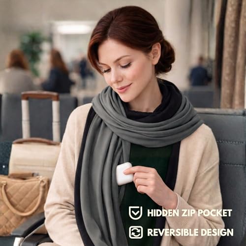 Apear 16-in-1 Soft Travel and Airplane Blanket with Bag Viscose from Bamboo - color: Charcoal/Black