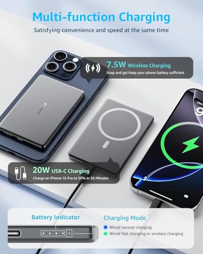 “Air” Power Bank for MagSafe 5000mAh Ultra Slim Battery Charger Case 2026 - color: Gray
