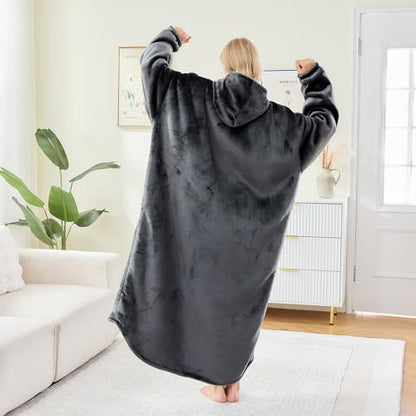 Moinlizy Oversized Wearable Blanket Hoodie for Women Men - color: Dark Grey