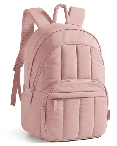 BAGSMART College Laptop Backpack,Cute Travel Backpack for Women,Quilted Computer Bookbag - color: 13-pink