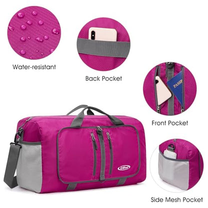 G4Free 40L Foldable Carry-on Travel Duffle Bag Packable Sports Gym Bag - color: Pink