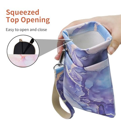 Double Eyeglass Case Soft Dual Glasses Case for Women Men Travel Squeeze Top Sunglasses Cases Eyeglasses Pouch - color: Pink+purple Marble