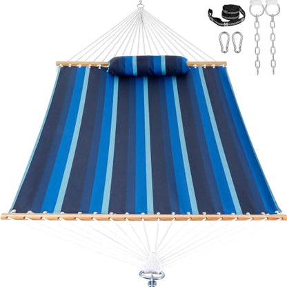 Lazy Daze 12 FT Sunbrella Fabric Hammock, Non-Fading Double Outdoor Hammock - color: Gateway Indigo