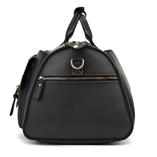 Carry On Garment Bag, Convertible Garment Bag Full Grain Leather Garment Bags for Travel with Shoe Pouch, 2 in 1 Hanging Suitcase Suit Travel Bags for Men，Black - color: black
