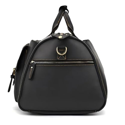 Carry On Garment Bag, Convertible Garment Bag Full Grain Leather Garment Bags for Travel with Shoe Pouch, 2 in 1 Hanging Suitcase Suit Travel Bags for Men，Black - color: black