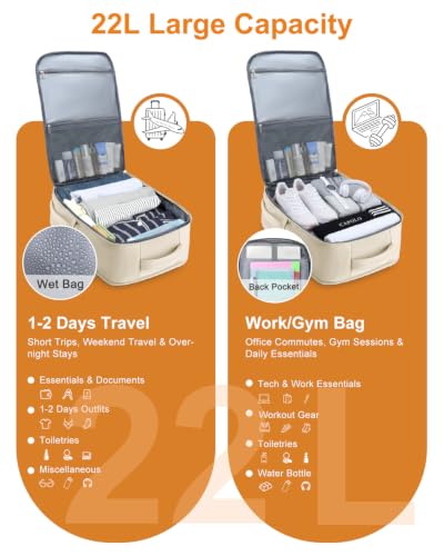 Capolo Travel Laptop Backpack Women Men Personal Item Weekender Travel Bag - color: Beige, size: Small