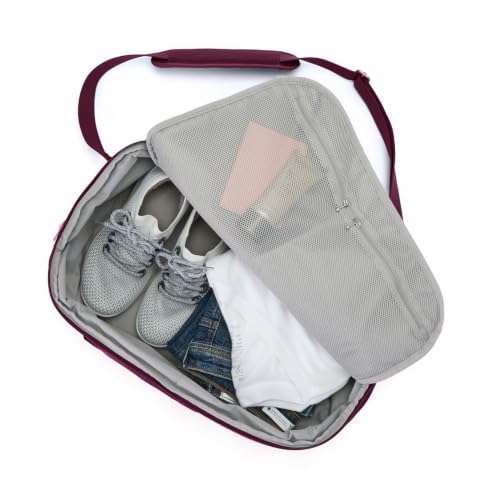 Securtex® Classic Anti-Theft Convertible Travel Backpack - 11x17” Carry-On, Fits 16” Laptop, Locking Zippers, Expandable - color: Mulberry