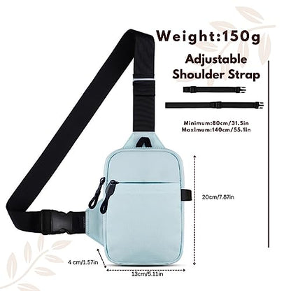 USHAKE Mini Sling Bag Crossbody, Small Chest Shoulder Bag Men Women - color: Mint Blue