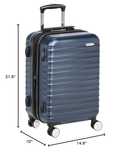 Amazon Basics 21" Hardside Carry-On Luggage with TSA Lock, Expandable, Organized Interior with Divider and Pockets, Spinner Wheels, Navy Blue - style: Navy Blue - Standard