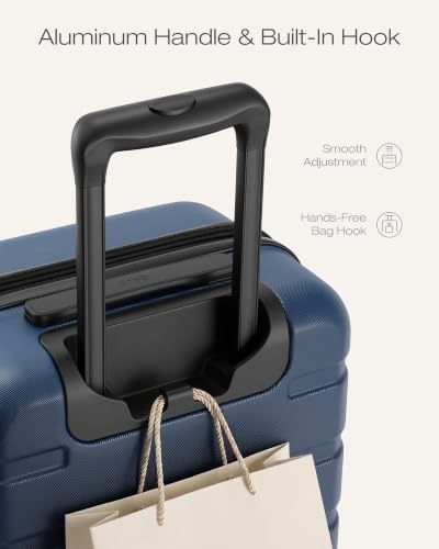 Coolife Luggage Set, Lightweight Durable Hardshell, 3 piece, Navy Blue - color: Navy Blue