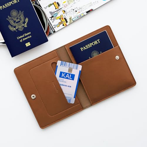 carrotez Premium RFID Blocking Leather Passport Cover – Brown - color: Brown