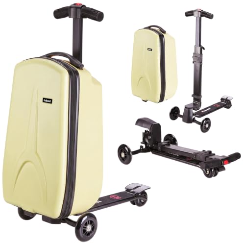 Scooter Luggage for Kids Removable & Foldable Ride on Suitcase-Yellow - color: Light Yellow