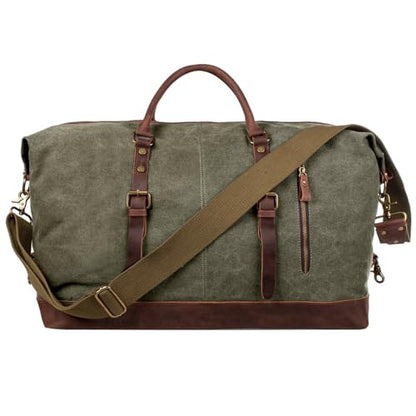 S-ZONE Duffle Bag for Travel Canvas Duffel Bag Carry on Weekender Bag for Men - color: Army Green