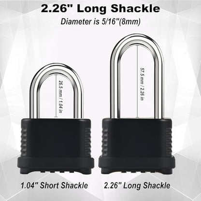 4 Digit Heavy Duty Combination Lock - 105mm Long Shackle Weatherproof - style: 6pcs Long-Black-1