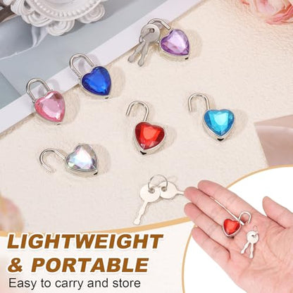 PATIKIL 10Pcs Mini Diary Padlock Small Metal Heart Shaped Lock w 2 Keys - color: Light Blue