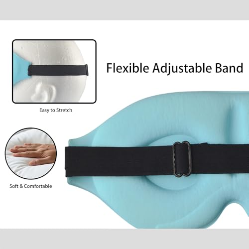 POVVIR 3D Sleeping Eye Mask, Total Blackout Blindfold, Zero Pressure Eye Cover, Breathable Soft Mask, Travel Nap Eye Mask, Deep Night Sleep Mask, Blue - color: Blue