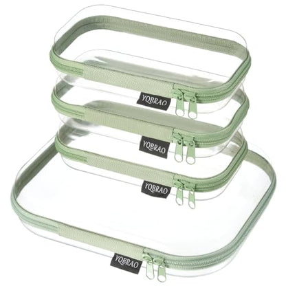 YQBRAO 4-Piece Clear Hard Shell Zipper Case Set, 1M 3S, Green - color: Green, size: M+3S