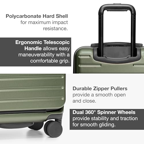 Traveler's Choice Mykel Dual Opening Polycarbonate Hardside Suitcase with Sleeve and Ergonomic Handle - color: Green